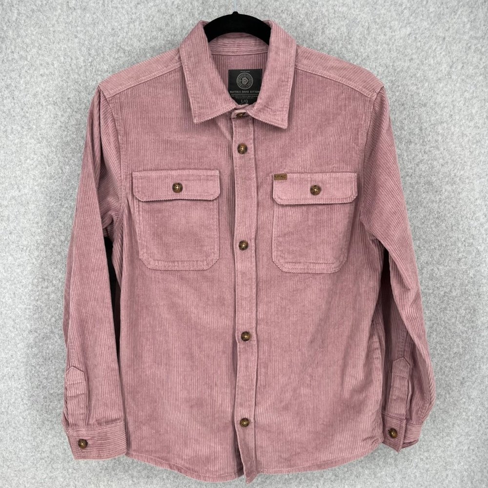 Buffalo David Bitton Mens Jeremias Corduroy Shacket Shirt Jacket Size L Pink EUC